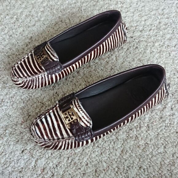 Tory Burch Brown Zebra Print Loafers size 7 - Picture 1 of 12